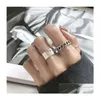 Cluster Rings Wholesale 13 Styles Of Three Piece Combination Ring Light Luxury Temperament Gold Adjustable Womens Jewelry 001 Dhgarden Dhxm5