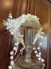 Grampos de cabelo hairband decoração feminino laço verde branco flor ornamentos pérola corrente pingente requintado moda adereços acessórios de roupas