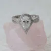 Paston atacado moissanite na moda romântico pêra corte 10k 14k 3ct casamento noivado anel de ouro mossanite para mulheres meninas