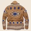 Chandails pour hommes Vintage ethnique Jacquard à manches longues Cardigan hommes décontracté à lacets chaud pull tricoté manteaux automne hiver vêtements d'extérieur