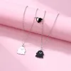 Hanger Kettingen Lovecryst 2 stks/set Leuke Zwart-wit Ghost Magneet Vriend Ketting Voor Meisjes BFF Vriendschap Sieraden Gift