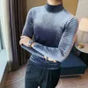 Мужские рубашки T -Oand Winter Slim Fit Solid Turtleneck Velvet для мужской одежды All Match Casual Tees Streetwear с длинным рукавом Homme Homme