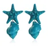 Dangle Earrings Natural Conch Shell Colored Spray Painted Hawaiian Holiday Style Starfish