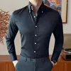 Camisas casuais masculinas 2023 outono camisa fina homens camisa hombre manga longa moda negócios formal vestido cor sólida simples