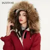 Women's Fur Faux 2023 women's fashion tooling Parker down jacket loose hooded large fur collar medium long coat 231109