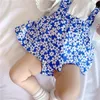 Clothing Sets Summer Baby Short Sleeved Top Suspenders Pantsuit Blue Floral Romper Born Girl Clothes