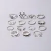 Cluster Rings Vintage Silver Color Spider Joint Ring Sets Classic Snake Hand Geoemtry Alliage Metal Party Jewelry Anilo 15pcs / sets