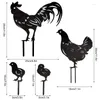 Trädgårdsdekorationer Chicken Yard Art Metal Stakes 4st Insert Animal Silhouette för Park Walkway Patio