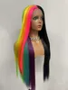 Lace Wigs Wig Women's Colorful Long Straight Hair Elastic Mh Wig Set