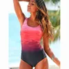 Women's Swimwear Mujer Mayo Push Up Swimwear Crisis Cross Back Beach Swimwear Gradient Print Plavky Sexy Women's Swimwear 230410