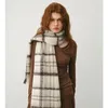 Lenços 2023 listrado lã mistura cachecol mulheres inverno marca design xadrez outono quente macio xadrez xale pescoço proteção accessor 231110