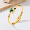 Bracelet DIEYURO 316L acier inoxydable géométrique épissage vert pierre bracelets Bracelets pour femme fille tendance étanche bijoux cadeau