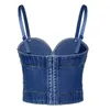 Kvinnors tankar mode handgjorda pärlor bralet korsar korta bustier bh beskurna topp sexiga denim streetwear fashio sommar 2023