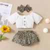 Ensembles de vêtements 0-2 ans filles nées léopard vêtements costumes décontracté hors épaule hauts Tutu Shorts bandeau 3 pièces été bébé