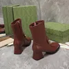 Buty designerskie Buty dla kobiet moda z kwadratowymi buty na głowę luksusowe skórzane środkowe i wysokie obcasy 5,5 cm 7,5 cm Martin Boots Rozmiar 35-41