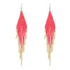 Pendientes colgantes Candelabro Estilo étnico Hecho a mano Amarillo Borla larga Temperamento Geometría bohemia Grano rojo Gota Joyería de mujer WholesaleDan