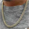 Pendanthalsband 10mm 22 tum mens riktiga guldhiphopkedjor VVS Moissanite Diamond Chain Prong Set 10K Cuban Link Drop Delivery Je Dh8as