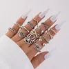 Cluster Rings Vintage Silver Color Spider Joint Ring Sets Classic Snake Hand Geoemtry Alliage Metal Party Jewelry Anilo 15pcs / sets
