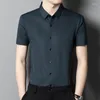 Camisas informales para hombre, camisa ligera de lujo de alta calidad, tela sin costuras, camisa de manga corta de verano, transpirable para negocios