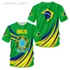 Herr t-shirts 2023 mode mäns t-shirt sommar brasilien flagga t shirt 3d tryck tshirt harajuku kort ärm streetwear brasilien stil kläder m230409