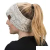 Sweatband Cc Hairband Sweatband Colorf Malha Cloghet Twist Headband Winter Ear Warmer Elástico Largo Acessórios de Cabelo Drop Delive Dhe2P