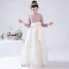 Flickaklänningar glittrande långärmad blommorflickor klänning 2023 Sequined Birthday Party Pageant Gowns Bow Kids Junior Bridesmaids