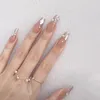 Kunstnagels 24 stuks Moon Star Druk op Diamond Crystal Lange glanzende gradiënt acryl nep voor vrouwen en meisjes