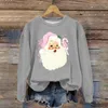 Women's Hoodies Santa Cartoon Character Alphabet Printed Long Sleeve Crew Neck Hoodie Junior Vintage Sweater Light Womens Sweatshirt