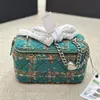 Women 22A Tweed Mini Vanity With Chain Bag France Luxury Brand Quilted Multi Trunk Designer Shoulder Bags Lady Makeup Case Cosmetic Box Crossbody Handbag With Mirror