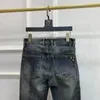 Jeans pour hommes de créateur Alphabet brodé Jeans de dessin animé de l'industrie lourde pantalon extensible à pied mince