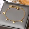 Link Bracelets Korea Fashion Letter Star Pendant Bracelet Woman Simple Vintage Stainless Steel Luxury Jewelry Accessories
