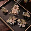 Hair Clips Chinese Style Headwear Set Coronet Accessories Crystal Flower Ancient Dress Makeup Insert Comb Bridal