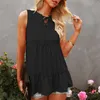 Women's Tanks Casual Bandage Round Neck Women Tank Top Pure Color Summer Female Tops Sleeveless Vest Plus Size Clothing