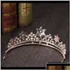 Hair Clips Barrettes Jewelry Baroque Princess Crown Rhinestone Tiara Bridal Star Headdress Handmade Crystal Acce Drop Deli Dhgfa