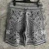 Men's Shorts Gray Vintage Paisley Print Cashmere Knitted High Quality Embroidered Sweatpant Social Club Outfits 230410