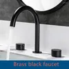 Rubinetti per lavandino del bagno Rubinetto in oro o nero spazzolato di alta qualità 2 maniglie Miscelatore per lavabo a 3 fori Acqua fredda di lusso