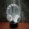 Led Rave Toy 3D DJ Headphone Headset Night Light Led Touch Switch Decor Table Desk Optical Illusion Lamps for Kids Toy Love Birthday Gifts 231109