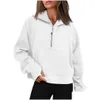 Lemens-43 Autumn Winter Yoga Suit Scuba Hoodie Half Zip Womens Sports Sweater Loose Gym Jacket Fitness Short Plush Coat Drop Deliver Dhd7A