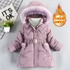 Down Jas 3 4 5 6 8 10 Jaar Winter Meisjes Warm Houden Dikker Kids Capuchon Rits Bontkraag prinses Bovenkleding Kinderkleding