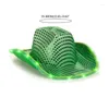 Berets Patrick verlichte cowboyhoed met LED Wide Brim Bride Green Sequins Fedoras voor Outdoor Poshoots Supplies