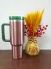 US Stock Mugs 40oz Mug Tumbler With Handle Insulated Tumblers Tie Dye PINK Flamingo Lids Straw 40 oz Stainless Steel Coffee Termos Cup Water Bottles 1211