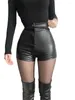 Shorts pour femmes Printemps Été Femmes Noir PU Mode Casual Taille Haute Faux Cuir Vêtements 2023 Femelle Y2k Femme Pantalon Court