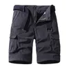 Shorts masculinos carga homens moda marca roupas de algodão baggy multi-bolso streetwear masculino sólido exército calças curtas atacado