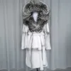 Futra kobiet faux fur w naturalny prawdziwy futra płaszcz rex królik futra kobieta lis futra kołnierz luksusowa odzież wierzchnia gruba ciepła płaszcz 231109