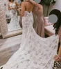 Boho Mermaid Wedding Suknia dla kobiet 2023 Paski spaghetti Backless Beach Bride Sukienki bohemijskie suknie ślubne Vestido de noiva Mariage