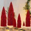ZK20 6pcs شجرة عيد الميلاد ، فرشاة زجاجة قرية عيد الميلاد ، أشجار مزيفة ، على طاولة عيد الميلاد ديكور شجرة الصنوبر الصغيرة ، ديكور عيد الميلاد حفلة عيد الميلاد