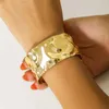 Bangle Women Fashion Ins Gold Srebrny Kolor wklęsły Convax Projekt Bransoletka Spersonalizowana przesadzona nieregularna szeroka szerokość