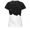 Heren t shirts 2023 hiphop mode mannen/vrouwen korte mouw zomer grappig printen creatief roken starry sky 3d polyester snel drogen