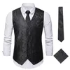 Men's Vests Regular Fit Vest Suit Men Party Stylish Retro Groom Wedding Waistcoat With Printed Sleeveless V Neck Slim For