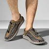 Sandaler Zoki Weave Elastic för män 2023 Summer Breattable Hollow Out Casual Shoes Man Outdoor Non-Slip Platform Unisex